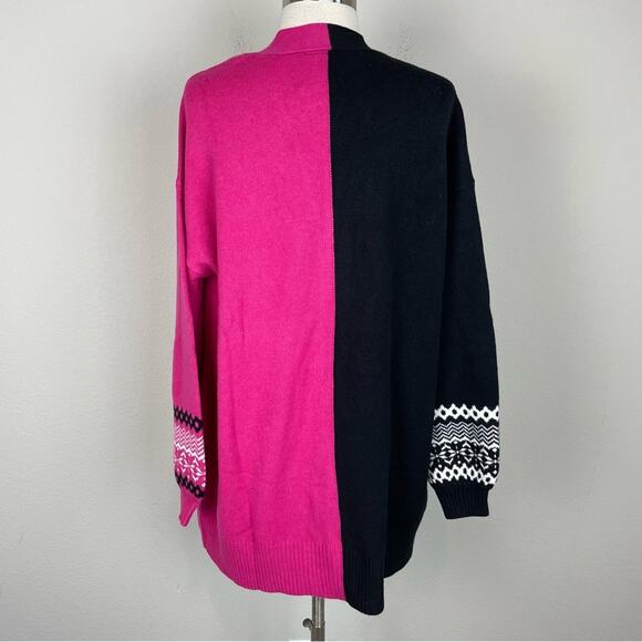 Lane Bryant Pink Black Color Block Cardigan Sweater NWT 14/16 - Picture 4 of 10